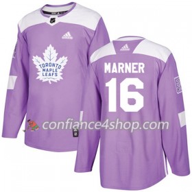 Adidas Maillot de Hockey Toronto Maple Leafs Mitchell Marner 16 2017-2018 Violet Fights Cancer Practice Authentic - Homme